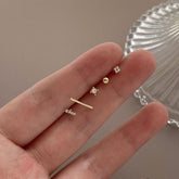 Tiny sterling silver set of 5 studs| Tiny cz Studs| 14k gold plated | Solid Sterling Silver| Minimalist Jewelry