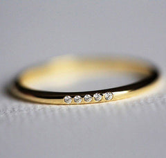 Super skinny 5 CZ ring| Extra fine CZ ring | Thin stacking ring | Minimalist | 5 tiny stone ring | 1mm