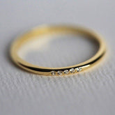 Super skinny 5 CZ ring| Extra fine CZ ring | Thin stacking ring | Minimalist | 5 tiny stone ring | 1mm