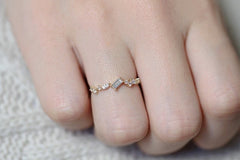 Skinny geometric diamond gold ring |Boho stacking ring | Minimalist | Tiny diamond ring | Emerald cut