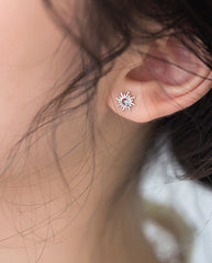 Sun Earrings | Sunflower Studs| Floral| Flower| Sterling Silver| Cute| Dainty| Sapphire