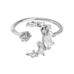 Sterling Silver Moon Star Ring| Adjustable Ring| S925| Diamond moon| Romantic| Best gift |Galaxy