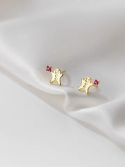 Tiny gingerbread man earrings| Sterling Silver| Christmas | Dainty| Delicate| Cute