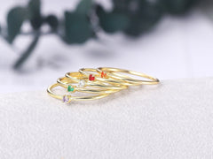 Super skinny single CZ ring| Extra fine dual CZ ring | Thin stacking ring | 1mm