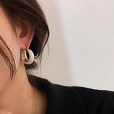 White Enamel Hoop Earrings| White Enamel Chunky Hoops|Dainty| Elegant|