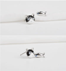 Sphynx Cat Earrings, Hairless cat earrings, Studs, Sterling Silver