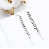 Star Tassel Hoop Earrings| Metal Tassel| Long Statement Earrings| Wedding| Party| Silver Tassel Earrings