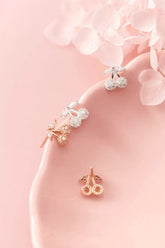 Sterling Silver Cherry Earrings | Crystal cherry earrings£üCherry Studs£üSterling Silver£üFruit Earrings£üGifts for kids£üCutest£üGlitter£üSparkle