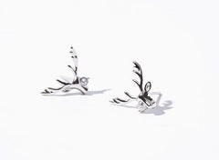 STERLING SILVER Deer earrings| Fawn earrings| Deer antler Studs| Stag head antler| Solid Sterling Silver| Dainty| Moose£üChristmas | Gifts