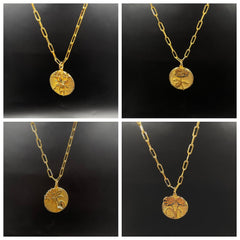 Rectangle Chain Birth Flower Necklace