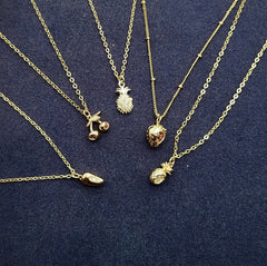 Tiny fruit necklace | Ruby | Fruit necklace | Gold filled| Strawberry | Cherry | Pineapple | Mango | Apple