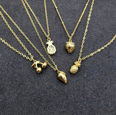 Tiny fruit necklace | Ruby | Fruit necklace | Gold filled| Strawberry | Cherry | Pineapple | Mango | Apple