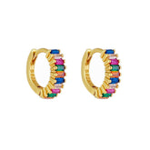 Tiny Gild Hoop Earrings| Hoops| Emerald | Sapphire | Rainbow | Pink| Purple | Dainty| Delicate| Cutest|