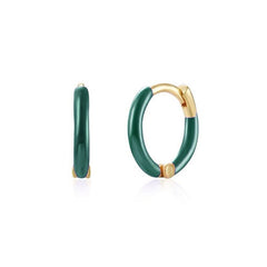 Tiny Enamel Hoops| Huggie Earrings | Individual | Real 18k Gold | Solid Color| Dainty| Delicate| Cutest|
