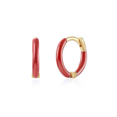 Tiny Enamel Hoops| Huggie Earrings | Individual | Real 18k Gold | Solid Color| Dainty| Delicate| Cutest|