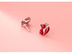 Tiny red fox stud earrings | Cute fox earrings | Sterling silver| Cute| Animal lover| Foxy earrings| Hypoallergenic | Enamel fox earrings