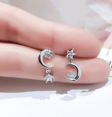 Moon Star Earrings 925 Sterling Silver