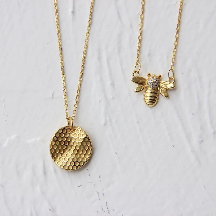Bumble Bee & Honeycomb Necklace