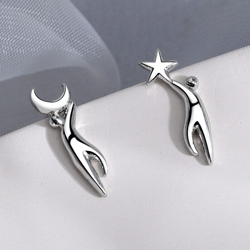 Moon Star Earrings 925 Sterling Silver