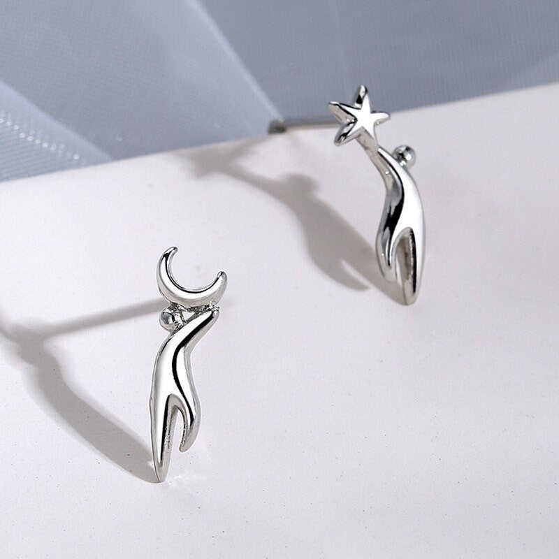 Moon Star Earrings 925 Sterling Silver