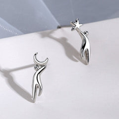 Moon Star Earrings 925 Sterling Silver