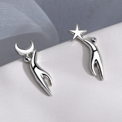 Moon Star Earrings 925 Sterling Silver