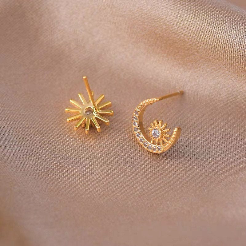 Sun Moon Star Earrings 925 Sterling Silver