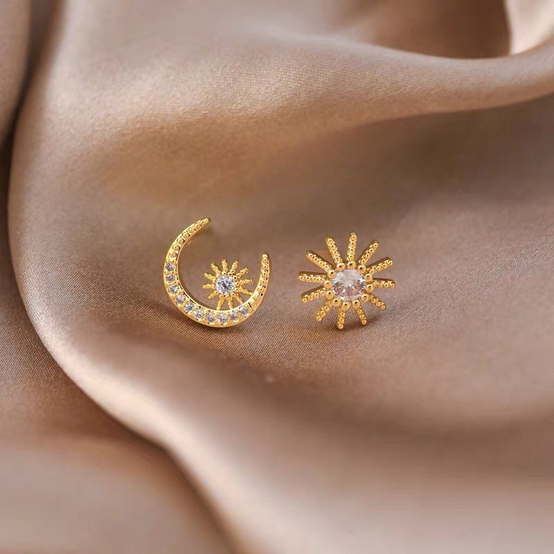 Sun Moon Star Earrings 925 Sterling Silver