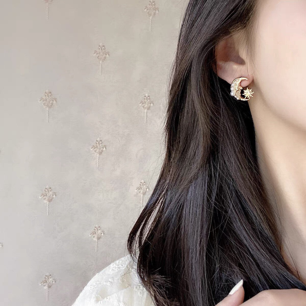 Lunar Gleam Crescent moon Earrings