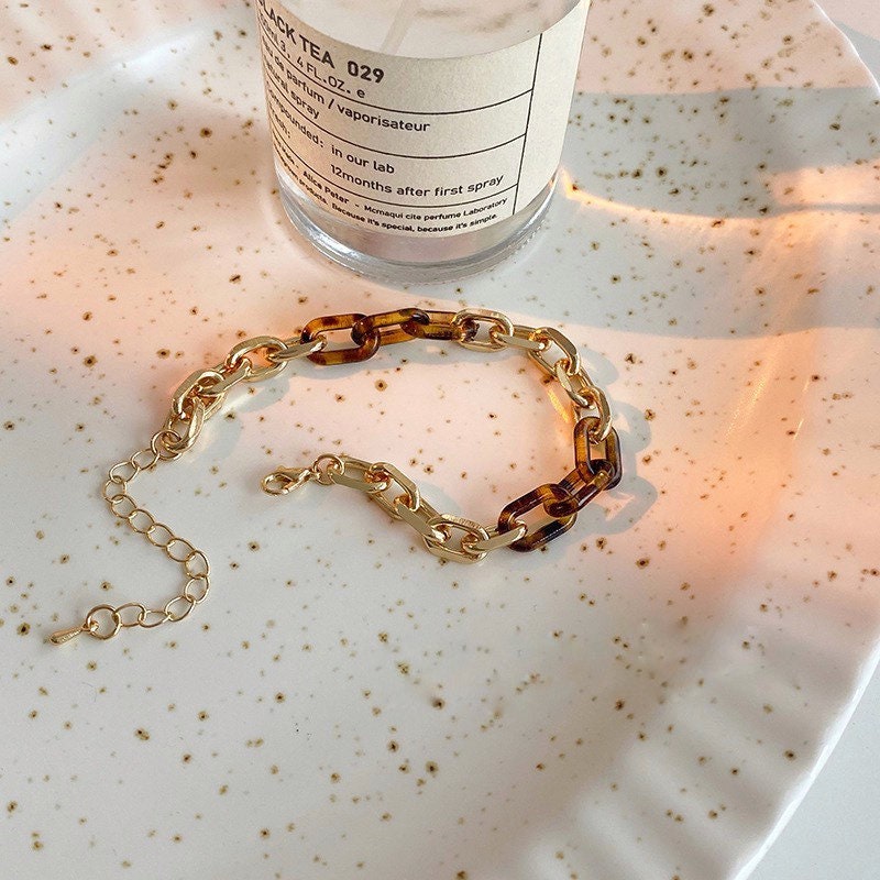 Tortoiseshell  Gold Link Bracelet