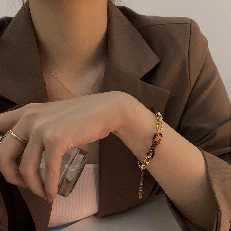 Tortoiseshell  Gold Link Bracelet