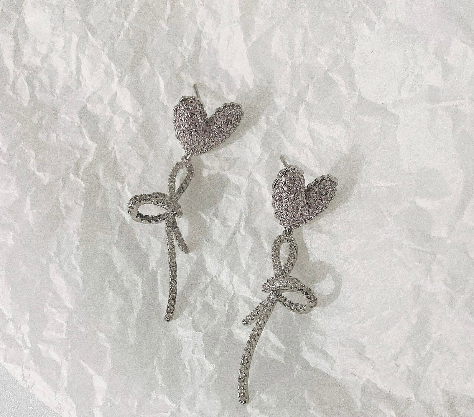 Heart Bow Tie Earrings