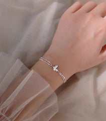 Dainty Crystal Layered Butterfly Bracelet