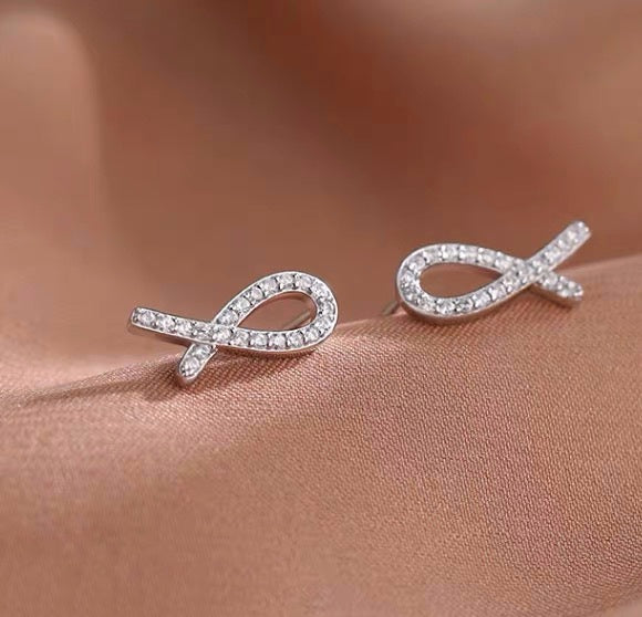 Crystal Ribbon Stud Earrings