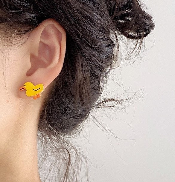 Enamel Duck Earrings