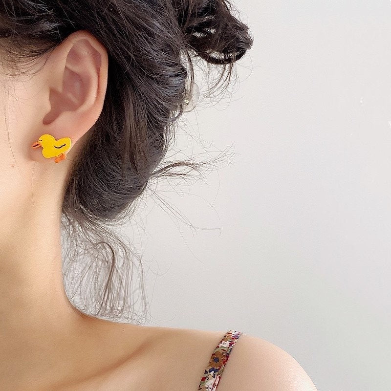 Enamel Duck Earrings