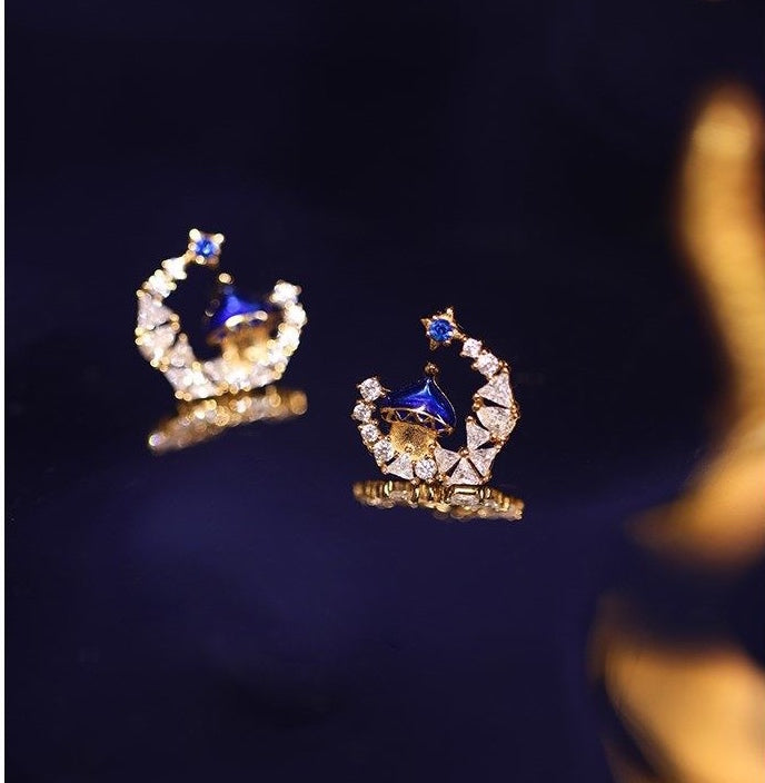 Enchanting Hurufiyya-Inspired Enameled Gemstone Ear Studs