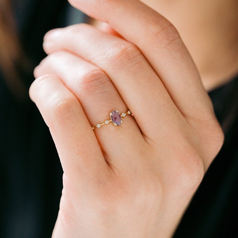 Purple Floral Branches Ring