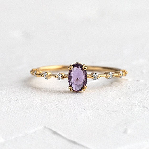Purple Floral Branches Ring