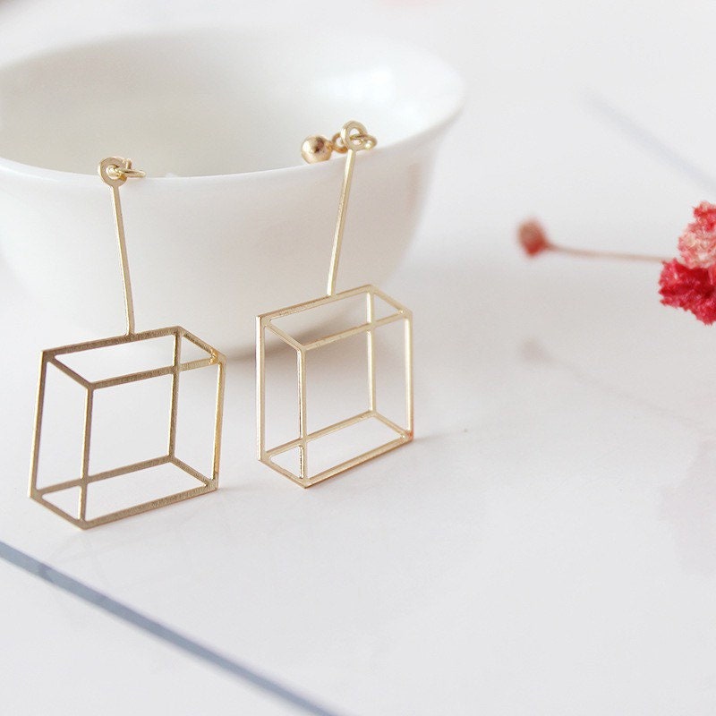 Geometric Cube Earrings