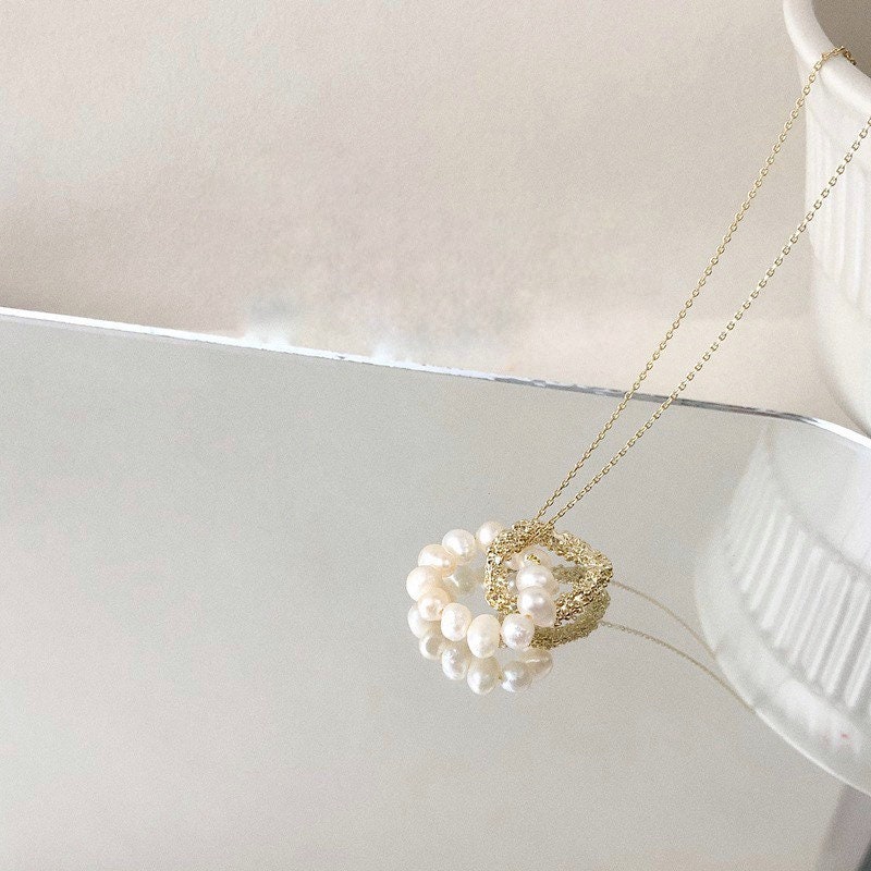 Gold Freshwater Pearl Necklace