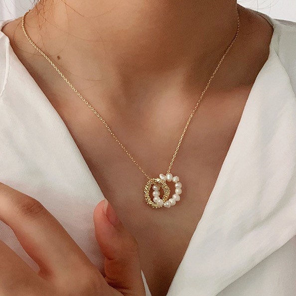 Gold Freshwater Pearl Necklace