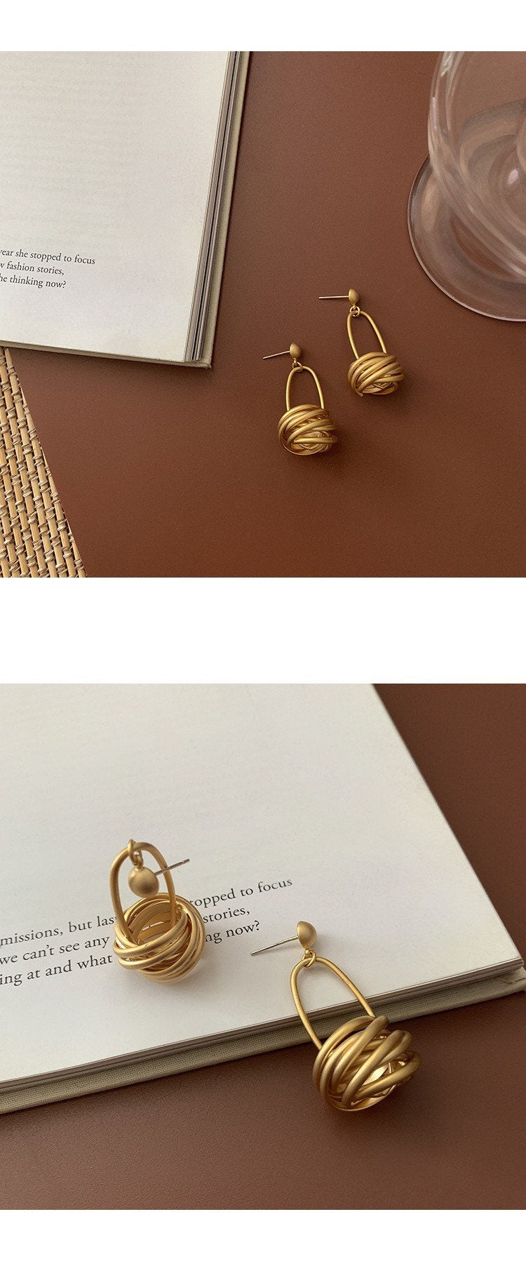 Gold Nest Drop Earrings