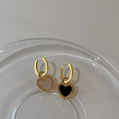 Yin Yang Heart Charm Hoops