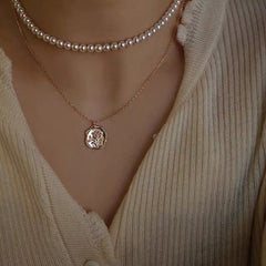 Gold Rose Coin Necklace