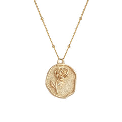 Gold Rose Coin Necklace