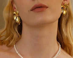 Gold Irises Statement Earrings