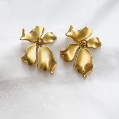 Gold Irises Statement Earrings