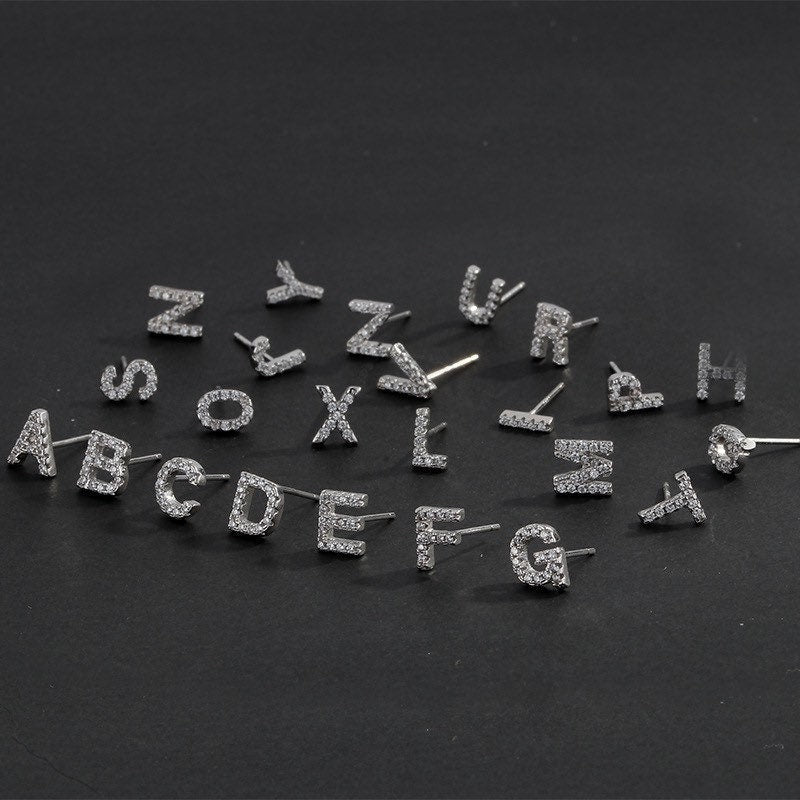 Initial Letter Stud Earrings