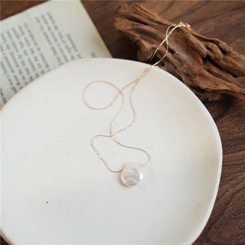 Gold Baroque Pearl Necklace